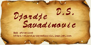 Đorđe Savadinović vizit kartica